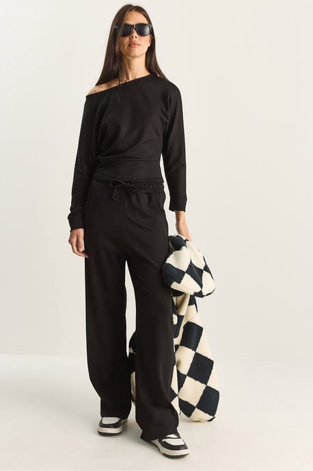 Asymmetrisches Kragen Strick High-Waist Zweiteiliges Set - Image 4