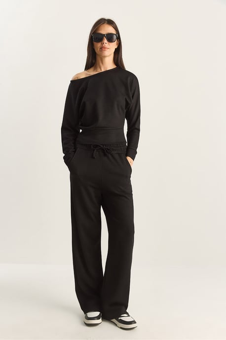 Asymmetrisches Kragen Strick High-Waist Zweiteiliges Set - Image 5