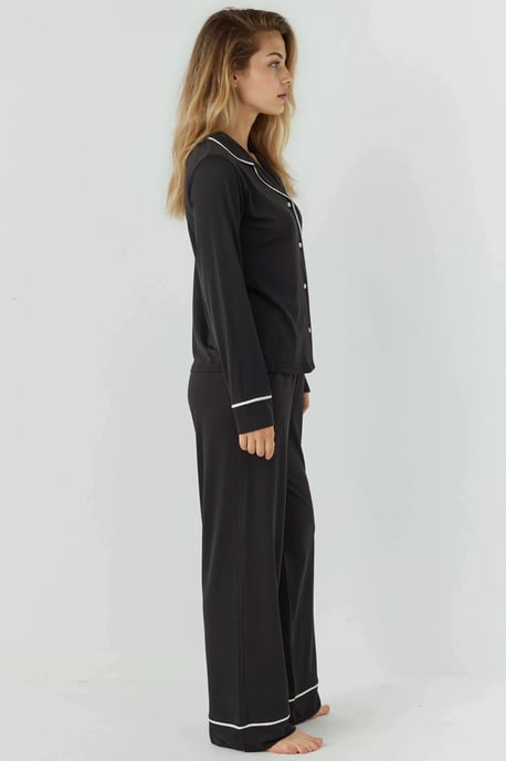 Entspannt geschnittenes Langarm-Pyjama-Set mit extra weichem Griff und Hemdkragen - Image 3