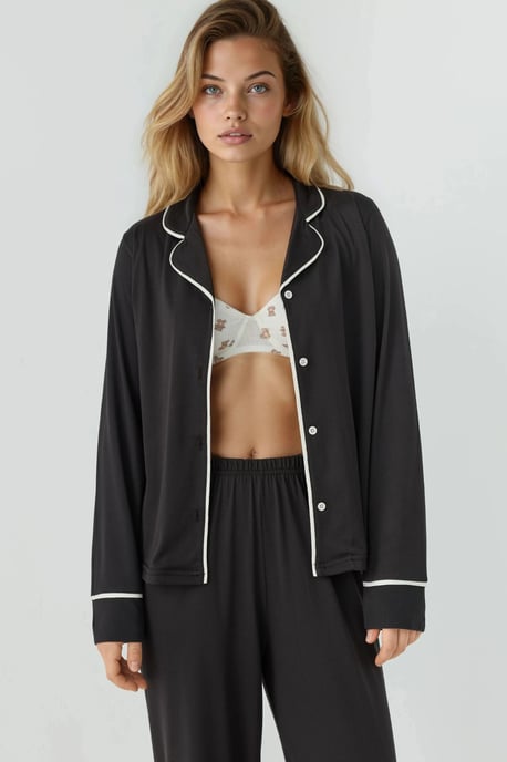 Entspannt geschnittenes Langarm-Pyjama-Set mit extra weichem Griff und Hemdkragen - Image 5