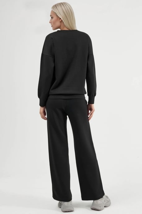 Modal Touch Rundhalsausschnitt Sweatshirt und Weite Hosen Zweiteiliges Set - Image 3