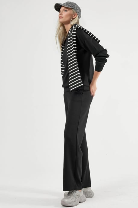 Modal Touch Rundhalsausschnitt Sweatshirt und Weite Hosen Zweiteiliges Set - Image 4