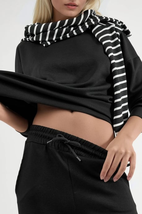 Modal Touch Rundhalsausschnitt Sweatshirt und Weite Hosen Zweiteiliges Set - Image 5