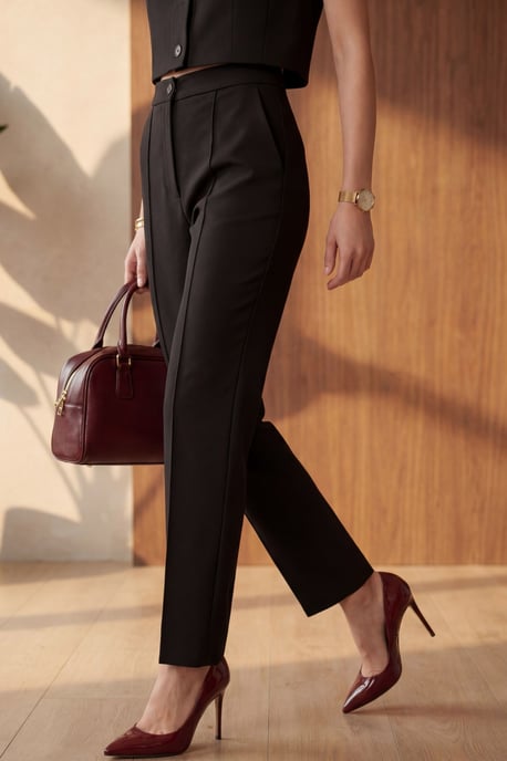 Crew-Neck Crop-Top und Hohe Taille Hose Zweiteiliges Set - Image 3
