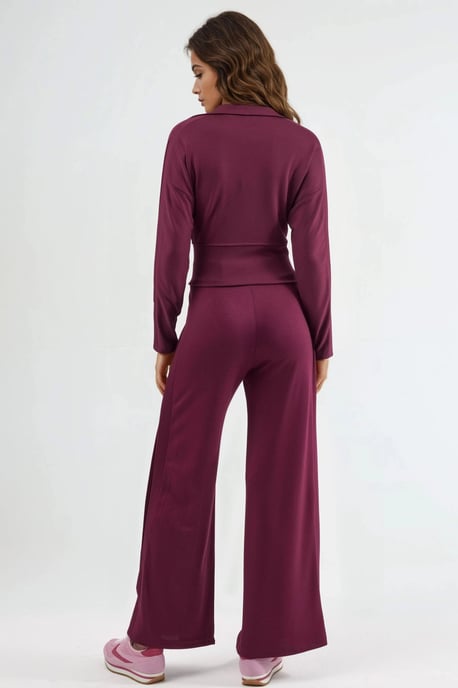 Modal Touch Hohe Taille Weite Bein Zweiteiliges Set mit Reißverschlusskragen - Image 3
