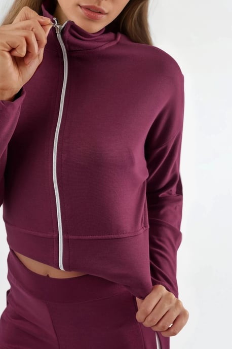 Modal Touch Hohe Taille Weite Bein Zweiteiliges Set mit Reißverschlusskragen - Image 6