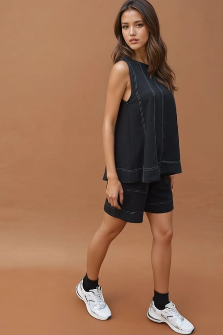 Stitch-Detail Relaxed-Fit Ko-Ord Set - Image 2