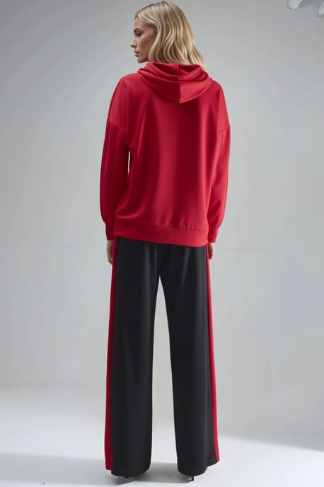 Modal Touch Kapuzen-Sweatshirt & gestreifte Detail-Hosen Set - Image 3
