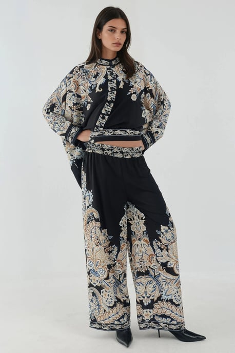 Bedrucktes Hochwaist-Kimono-Hosen-Set - Image 3