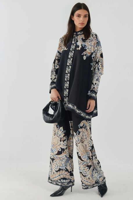 Bedrucktes Hochwaist-Kimono-Hosen-Set - Image 4