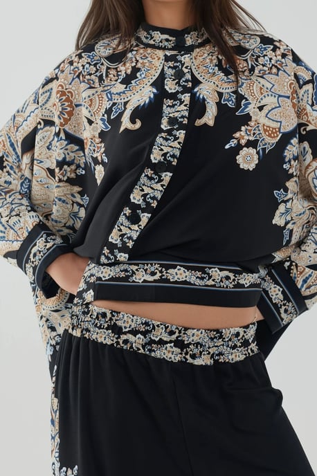 Bedrucktes Hochwaist-Kimono-Hosen-Set - Image 5