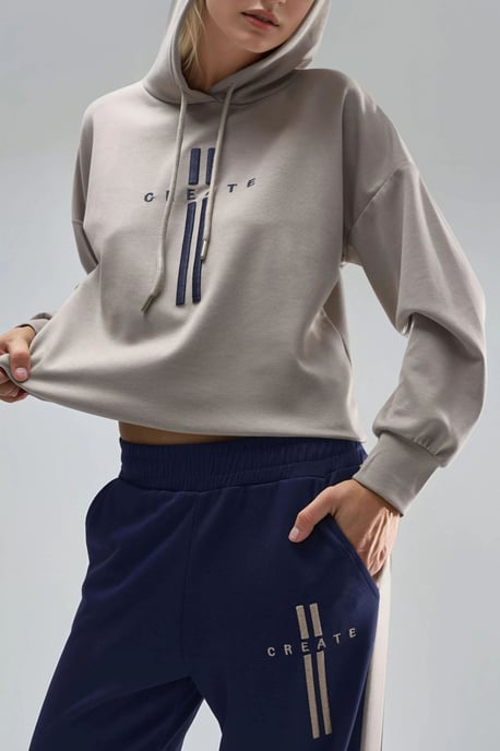 Modal Touch Kapuzen-Sweatshirt & gestreifte Detail-Hosen Set - Image 6