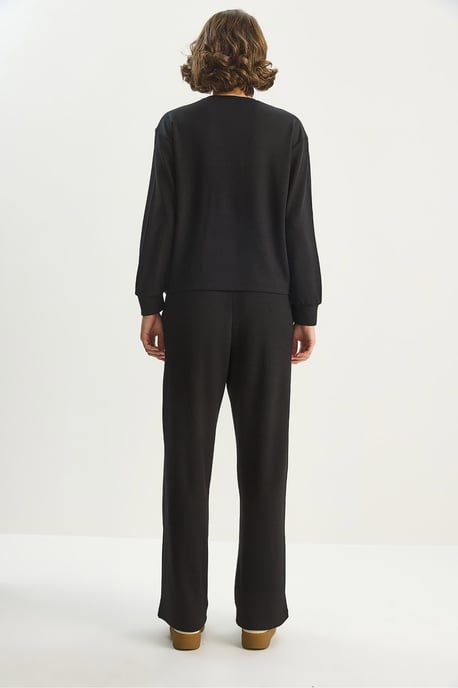 Gestreiftes Hochgeschnittenes Langarm-Zweiteiliges Outfit Set - Image 6