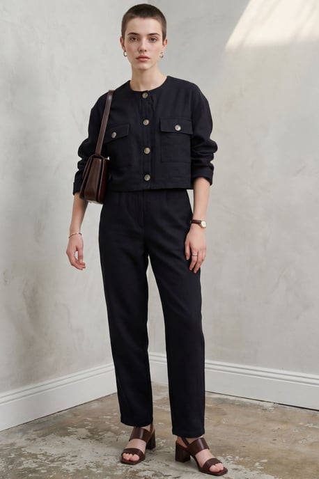 Crew Neck Mit Knopftaschen Zweiteiliges Set - Image 1