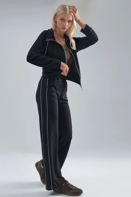 Modal Touch Sweatshirt mit Reißverschluss und Hose im Zwei-Teile-Set - Image 4