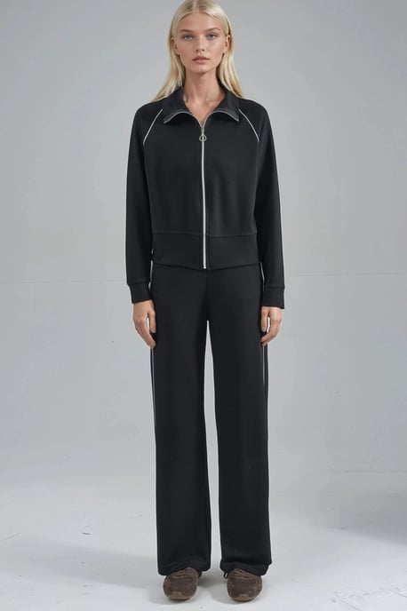 Modal Touch Sweatshirt mit Reißverschluss und Hose im Zwei-Teile-Set - Image 6