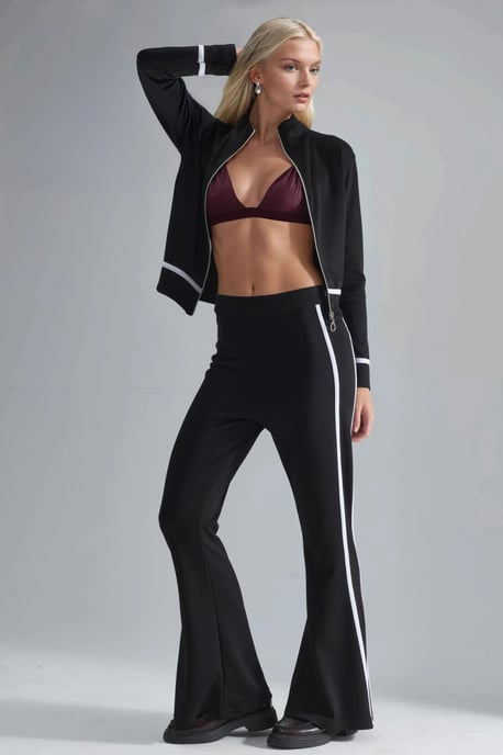 Modal Touch Kapuzenpullover mit Reißverschluss und weitem Hosen-Set - Image 3