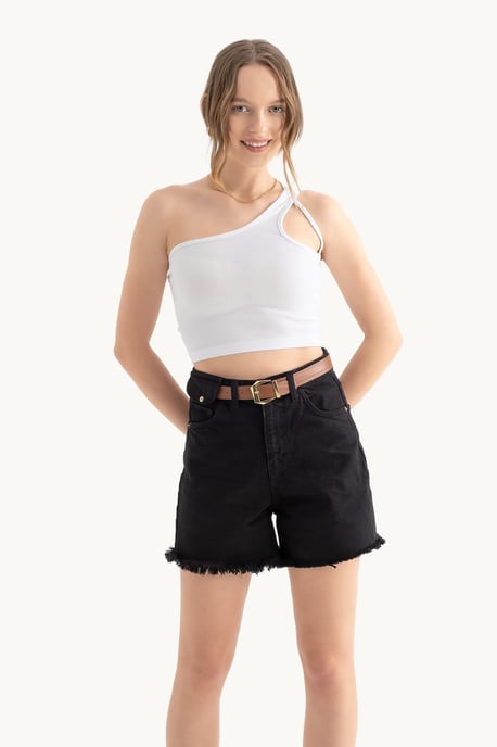 Einseitiges ärmelloses Basic Cropped Top - Image 1