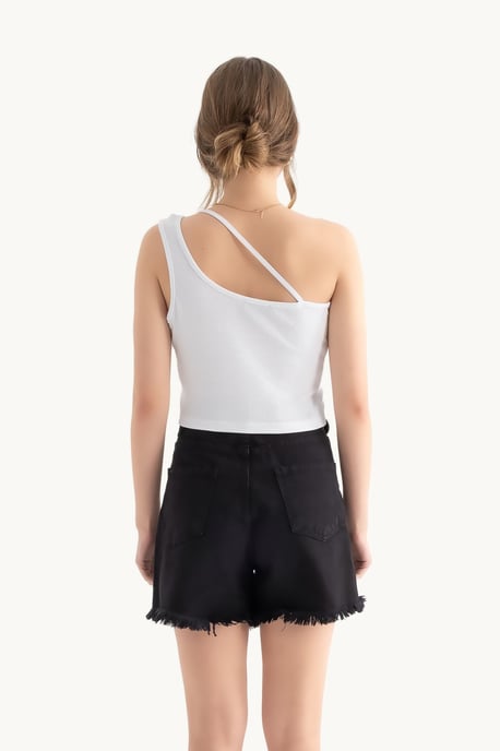 Einseitiges ärmelloses Basic Cropped Top - Image 2