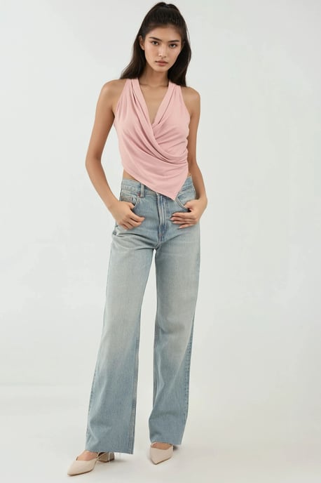Drapierter Cowl-Neck ärmelloser Crop-Top - Image 5
