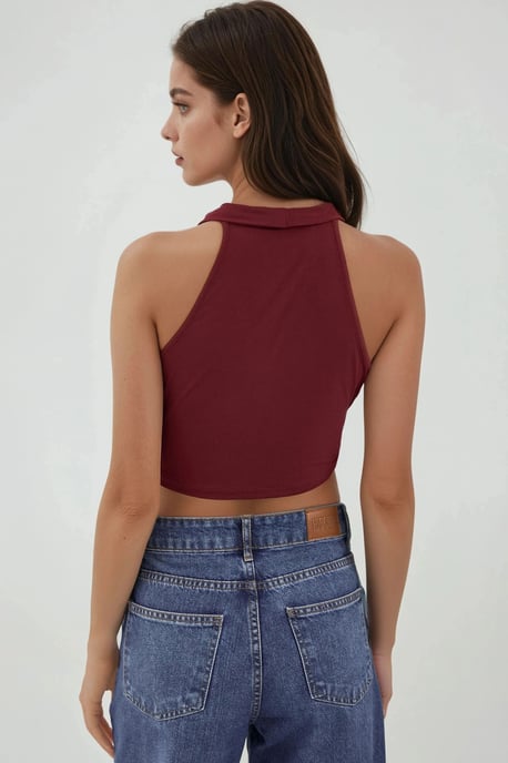 Drapierter Cowl-Neck ärmelloses Crop-Top - Image 3