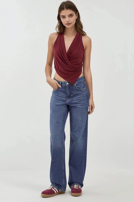 Drapierter Cowl-Neck ärmelloses Crop-Top - Image 4
