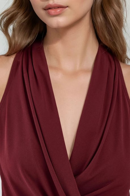 Drapierter Cowl-Neck ärmelloses Crop-Top - Image 5