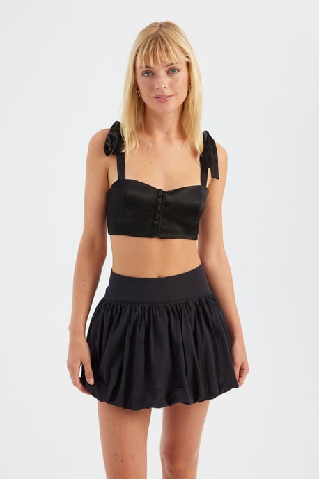 Herzchen-Hals Crop Top mit Bindeband-Detail - Image 2