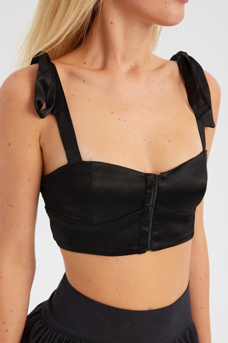 Herzchen-Hals Crop Top mit Bindeband-Detail - Image 5
