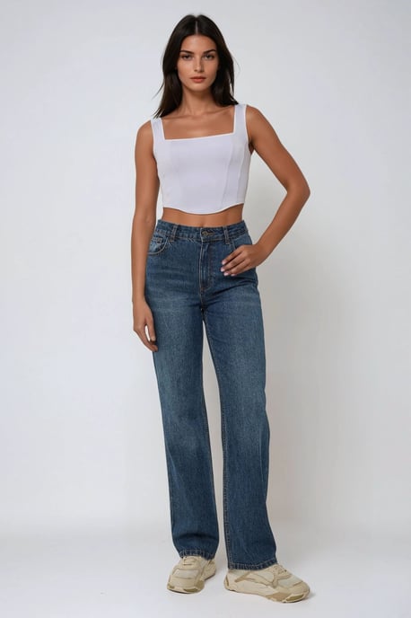 Eckiger Ausschnitt Enges Crop-Top - Image 2