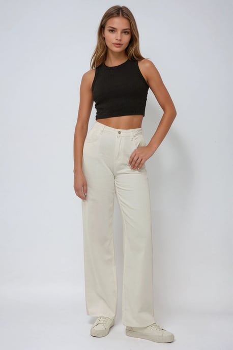 Rippstrick-Ärmelloses Cropped Top mit Rundhalsausschnitt - Image 2