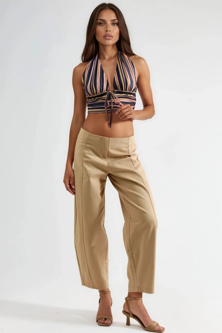 Gestreiftes Halter-Raffung Crop Top - Image 4