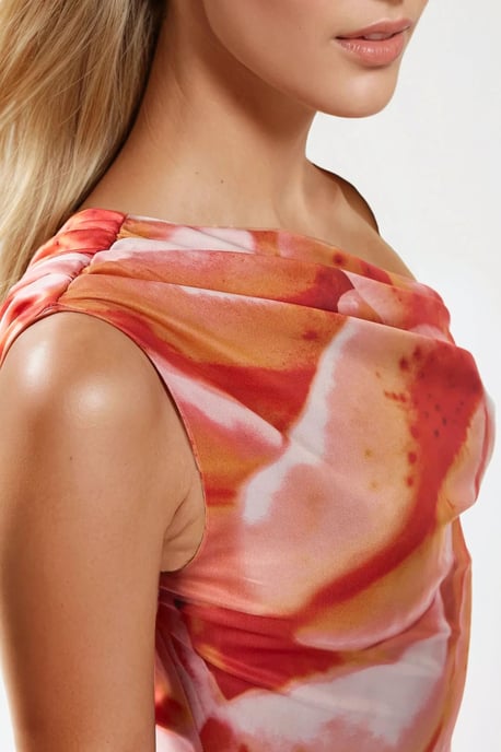 Abstraktes Print Asymmetrisches Enges Crop Top - Image 4