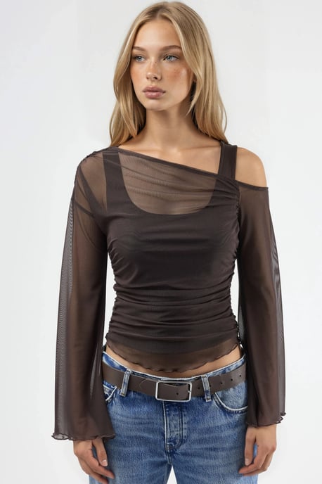 Asymmetrisches Kragen Anpassungsfähiges Crop Top - Image 6
