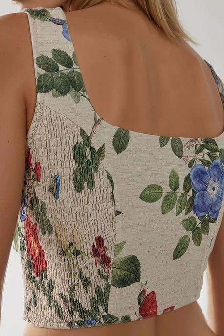 Hiccup Crop-Top mit quadratischem Ausschnitt und Blumenmuster - Mehrfarbig - Image 6