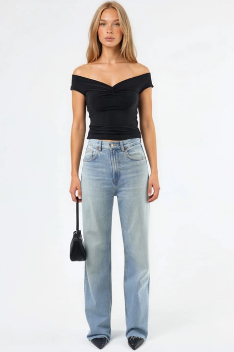 Off-Shoulder Enganliegendes Sandfarbenes Crop Top - Image 4