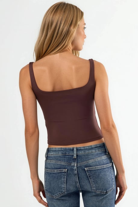 Quadratischer Kragen Tailliertes Crop-Top - Image 3