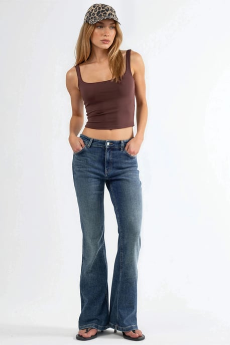 Quadratischer Kragen Tailliertes Crop-Top - Image 4