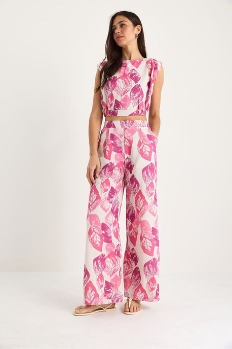 Blumenmuster Crop-Top und weite Hose Set - Image 4