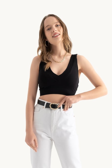 Tiefes V-Ausschnitt V-Rücken Bralette Top - Image 1