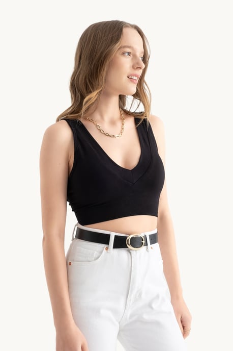 Tiefes V-Ausschnitt V-Rücken Bralette Top - Image 3