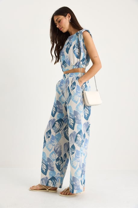 Blumenmuster Crop-Top und weite Hose Set - Image 4