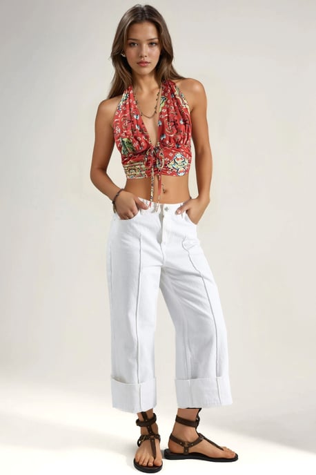 Musteriertes Rüschencrop-Top - Image 4