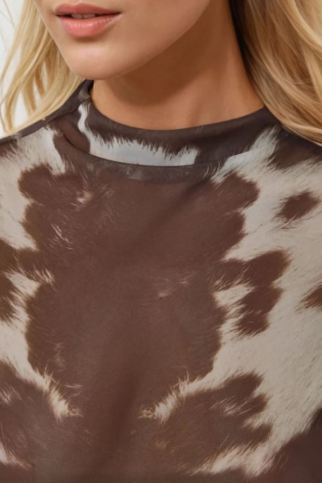 Bedrucktes Slim Fit Rundhalsausschnitt Crop Top - Image 4