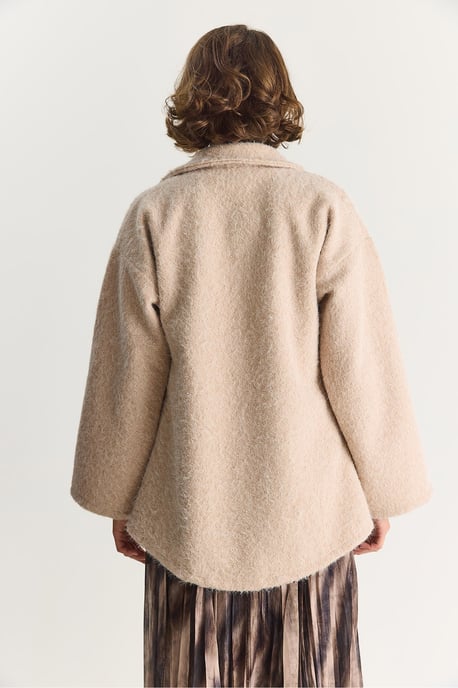 Strukturierter Oversized V-Ausschnitt Cardigan mit Krawattenverschluss - Image 6