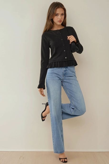 Fitted Rundhals Strickcardigan - Image 2