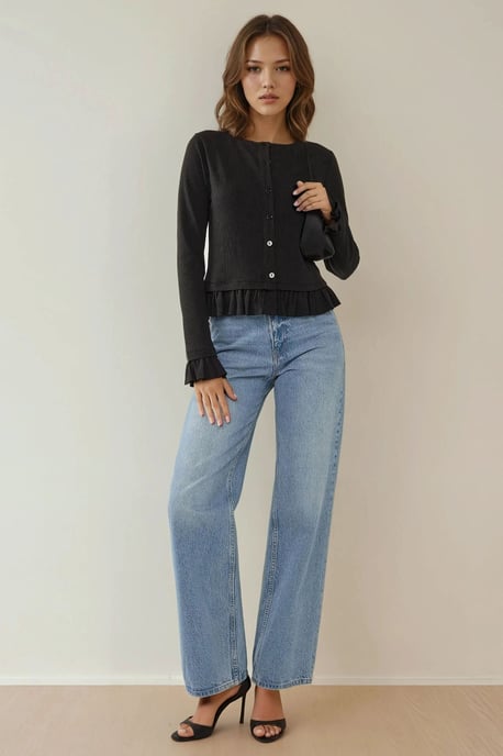 Fitted Rundhals Strickcardigan - Image 3