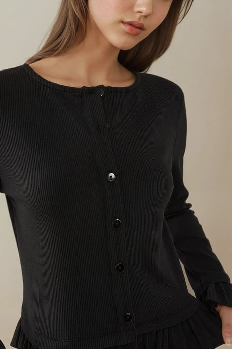 Fitted Rundhals Strickcardigan - Image 5