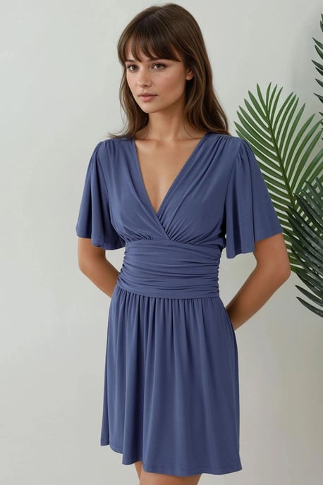 V-Ausschnitt Kurzarm-Minikleid - Image 5