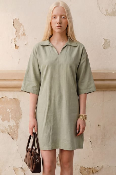 Polo-Kragen Mini-Kleid mit Dreiviertelärmeln - Image 1